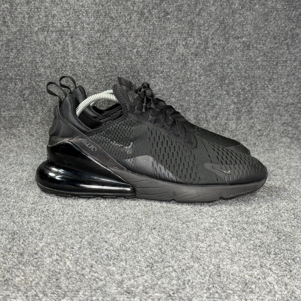 Nike Air Max 270 Running Shoes Men 12 Triple Black Athletic Run Training Sneaker